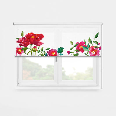 ROLLER ESTAMPADO FLORES CARMIN ACUARELA