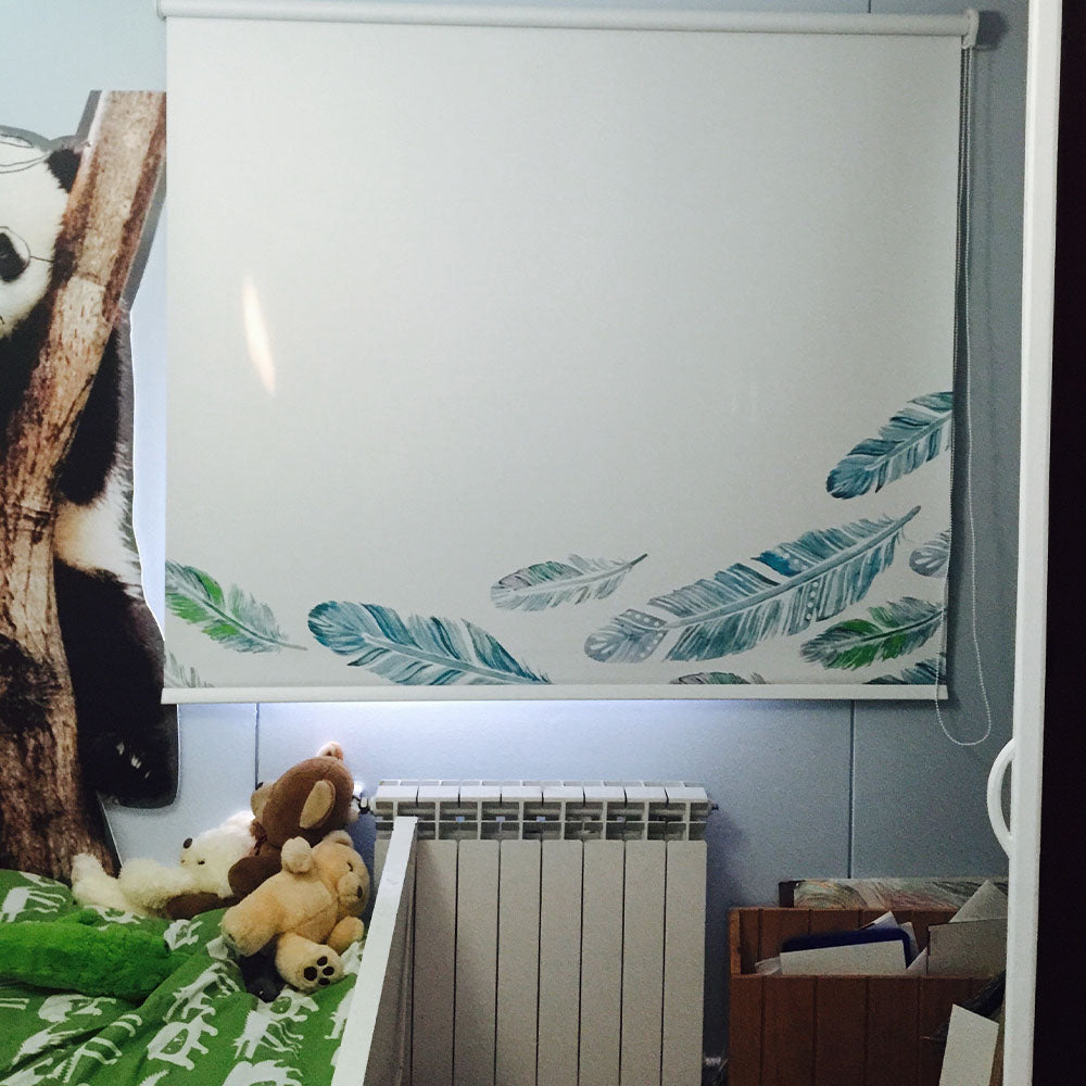 ROLLER ESTAMPADO PLUMAS TURQUESA